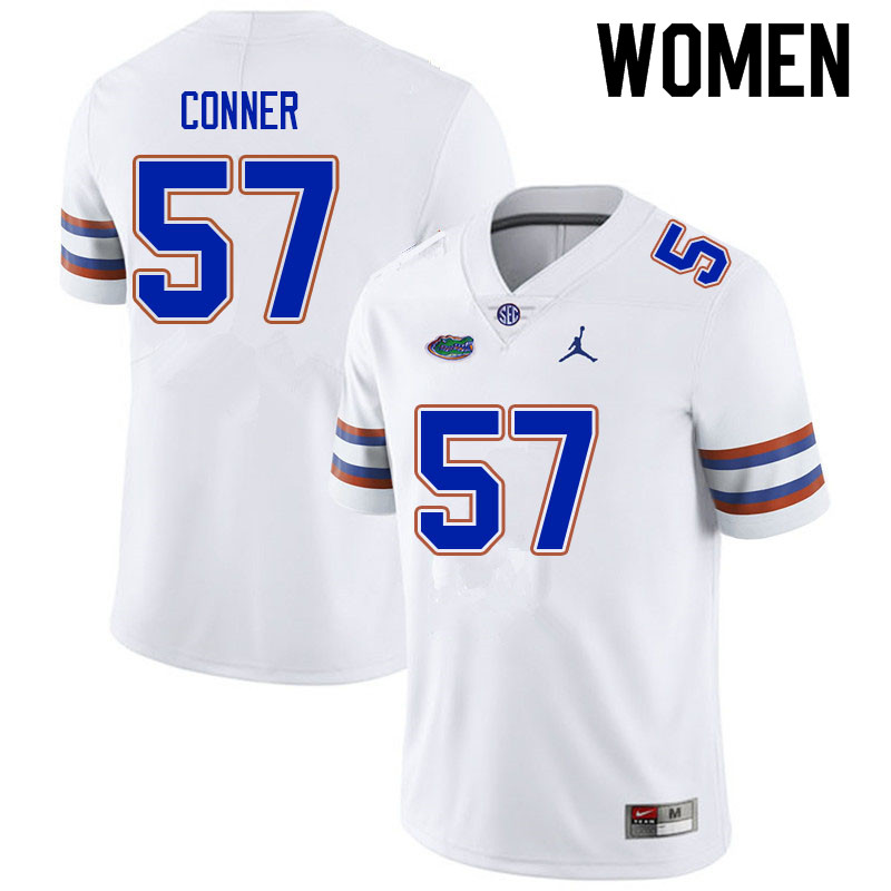 Women #57 David Conner Florida Gators College Football Jerseys Sale-White - Click Image to Close